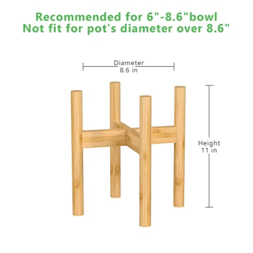Tall Elevated Stand Raised Dog Bowl for Large Dogs 8-inch Single Dog Food and Water Bowl Stand Bamboo Dog Food Bowls Slow Feeder Stand