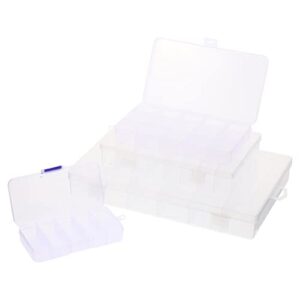 sewroro bead organizer 4pcs clear plastic organizer box container craft storage with adjustable dividers for beads organizer art diy crafts jewelry fishing tackles 10/15/24/36 grids storage box