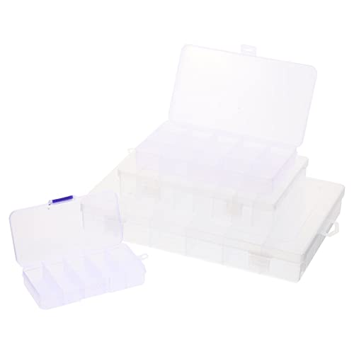 Sewroro Bead Organizer 4pcs Clear Plastic Organizer Box Container Craft Storage with Adjustable Dividers for Beads Organizer Art DIY Crafts Jewelry Fishing Tackles 10/15/24/36 Grids Storage Box