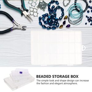 Sewroro Bead Organizer 4pcs Clear Plastic Organizer Box Container Craft Storage with Adjustable Dividers for Beads Organizer Art DIY Crafts Jewelry Fishing Tackles 10/15/24/36 Grids Storage Box