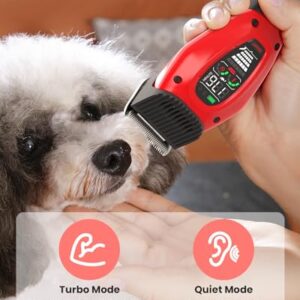 DOG CARE Smart Dog Clippers, Cordless Grooming Clipper Kit with Heatproof Blades, LED Display, 3 Speeds, Auxiliary Light, Rechargeable Heavy-Duty Professional Pet Hair Trimmer Shaver for Dog Cat