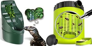 neptonion reptile feeding kit, come with a reptile cricket keeper and a reptile water feeder, suitable for lizard, bearded dragon, chameleon, gecko