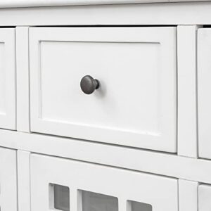 Quarte Farmhouse 35.4" Storage Cabinet with 3 Doors and 3 Drawers,Solid Wood Sideboard Table with Interior Shelf,for Entryway,Kitchen and Dining Room (White#h)