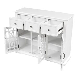 Quarte Farmhouse 35.4" Storage Cabinet with 3 Doors and 3 Drawers,Solid Wood Sideboard Table with Interior Shelf,for Entryway,Kitchen and Dining Room (White#h)