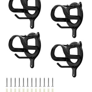 4 Counts Horse Bridle Rack Bridle Hooks, Bridle Bracket Metal Bridle Holder Wall Mount with Tubes and Screw for Horse Barn Supplies, Black