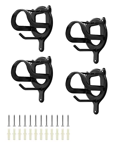 4 Counts Horse Bridle Rack Bridle Hooks, Bridle Bracket Metal Bridle Holder Wall Mount with Tubes and Screw for Horse Barn Supplies, Black