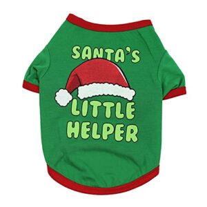 grebest pet clothes dogs christmas green t-shirt christmas print xs