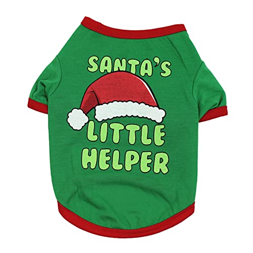 Grebest Pet Clothes Dogs Christmas Green T-Shirt Christmas Print XS