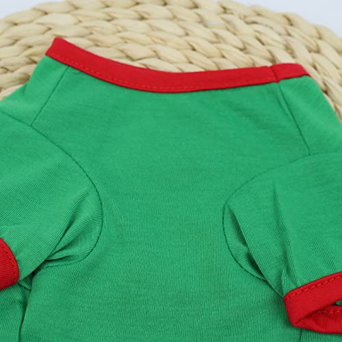 Grebest Pet Clothes Dogs Christmas Green T-Shirt Christmas Print XS