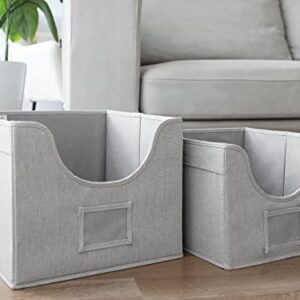 StorageWorks Closet Storage Bins, Open Front Cube Storage Bins with Cutout Window and 2 Handles, Foldable Fabric Clothes Organizer, Grey, 2-Pack