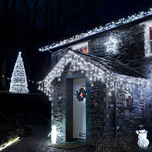 Dazzle Bright 360 LED Icicle String Lights + 6.5 FT 20 LED Pine Cone Christmas String Lights