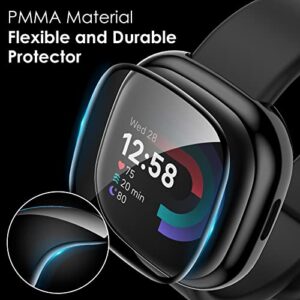 YMHML 4 Pack Compatible for Fitbit Versa 4/Versa 3 Screen Protector, Flexible PMMA Film Not Glass Full Coverage Anti-Scratch Cover Bubble Free Waterproof Screen Protector for Versa 4/3 Accessories