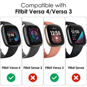 YMHML 4 Pack Compatible for Fitbit Versa 4/Versa 3 Screen Protector, Flexible PMMA Film Not Glass Full Coverage Anti-Scratch Cover Bubble Free Waterproof Screen Protector for Versa 4/3 Accessories