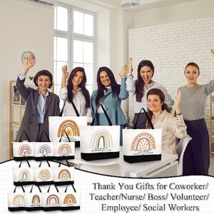 10 Pcs Employee Appreciation Gifts Teacher Tote Bags Bulk Rainbow Canvas Bag Inspirational Quotes with Zipper Thank You Gifts Inspirational Gifts for Women Teacher Coworker