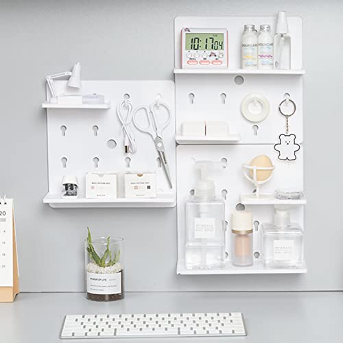 WskLinft 1 Set Kitchen Shelf Save Space Punch Free Bedroom Hanging Wall Pegboard Storage Rack Decor for Home White