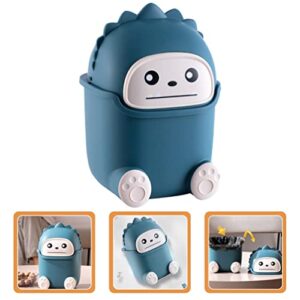 UPKOCH Mini Desk Trash Can Cartoon Desktop Trash Can Mini Garbage Bin Monster Wastebasket with Lid for Home Bathroom Kitchen Office Dorm Dark Blue