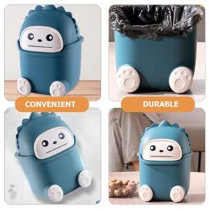 UPKOCH Mini Desk Trash Can Cartoon Desktop Trash Can Mini Garbage Bin Monster Wastebasket with Lid for Home Bathroom Kitchen Office Dorm Dark Blue