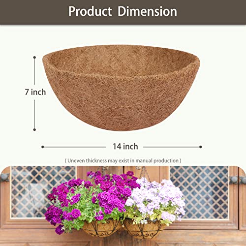 GreatBuddy 4 Pcs Coconut Hanging Basket Liners 14 Inch, Sturdy Round Coco Liners for Planters, Perfect Replacement for The Old, 100% Natural, Easy to Straighten Out
