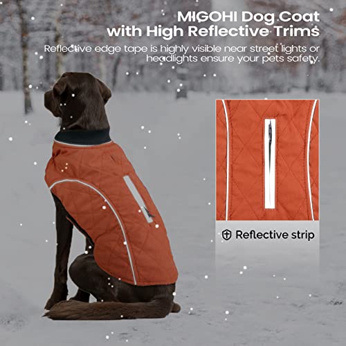 MIGOHI Dog Jacket for Winter, Windproof Dog Coat with Reflective Trims for Cold Weather, Warm Dog Winter Coats Padded Dog Puffer Jackets for Small Medium Large Dogs, Orange XXXL