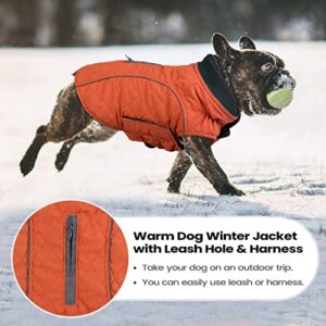 MIGOHI Dog Jacket for Winter, Windproof Dog Coat with Reflective Trims for Cold Weather, Warm Dog Winter Coats Padded Dog Puffer Jackets for Small Medium Large Dogs, Orange XXXL