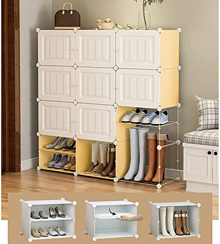 KOUSI Shoe Racks 96 Pairs Shoe Organizer Narrow Standing Stackable Shoe Storage Cabinet Space Saver for Entryway, Hallway and Closet, Honey color