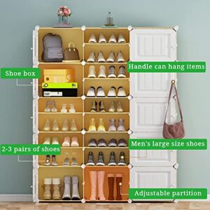 KOUSI Shoe Racks 96 Pairs Shoe Organizer Narrow Standing Stackable Shoe Storage Cabinet Space Saver for Entryway, Hallway and Closet, Honey color