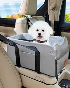 colarlemo center console dog car seat, dog car seats for small dogs 0-15lbs, portable pet armrest car seat, dog booster seat with safety tethers and pad, single/double door armrest applicable