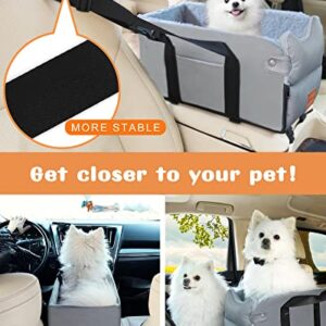 Colarlemo Center Console Dog Car Seat, Dog Car Seats for Small Dogs 0-15lbs, Portable Pet Armrest Car Seat, Dog Booster Seat with Safety Tethers and Pad, Single/Double Door Armrest Applicable