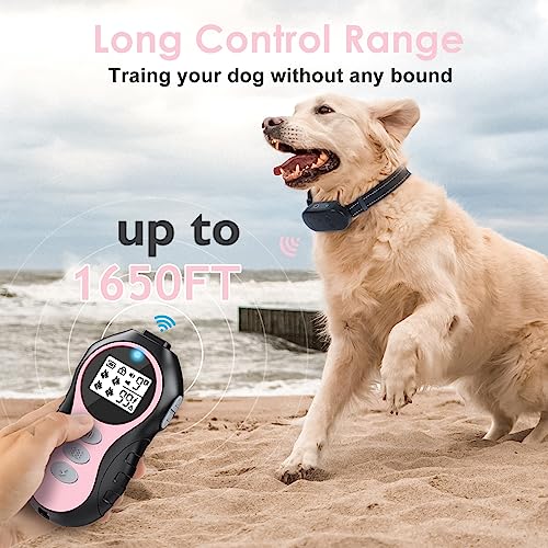 Dog Shock Collar - Training Effect is Obvious, Waterproof Rechargeable Electric Dog Training Collar with Remote for Small Medium Large Dogs (15-150lbs) with Flashlight Beep Vibration Shock Modes