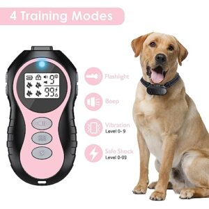 Dog Shock Collar - Training Effect is Obvious, Waterproof Rechargeable Electric Dog Training Collar with Remote for Small Medium Large Dogs (15-150lbs) with Flashlight Beep Vibration Shock Modes