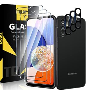 tqlgy 3 pack screen protector for samsung galaxy a14 5g / 4g with 3 pack camera lens protector, tempered glass film, 9h hardness, hd clear, bubble free, anti-scratch, easy installation