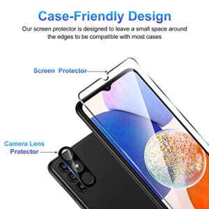 TQLGY 3 Pack Screen Protector for Samsung Galaxy A14 5G / 4G with 3 Pack Camera Lens Protector, Tempered Glass Film, 9H Hardness, HD Clear, Bubble Free, Anti-Scratch, Easy Installation