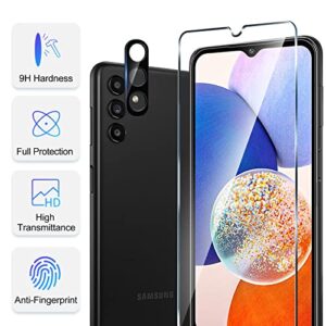 TQLGY 3 Pack Screen Protector for Samsung Galaxy A14 5G / 4G with 3 Pack Camera Lens Protector, Tempered Glass Film, 9H Hardness, HD Clear, Bubble Free, Anti-Scratch, Easy Installation