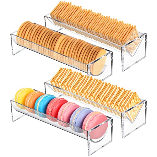 4 Pieces Clear Cracker Tray for Serving Rectangular Cracker Holder Acrylic Serving Tray Food Display Stands for Party Biscuit Cracker Dish Charcuterie Board Platter for Wedding Home Party Events