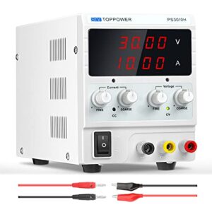 dc power supply variable, 30v 10a adjustable switching regulated dc bench lab power supply with 4-digits led power display,coarse and fine adjustments