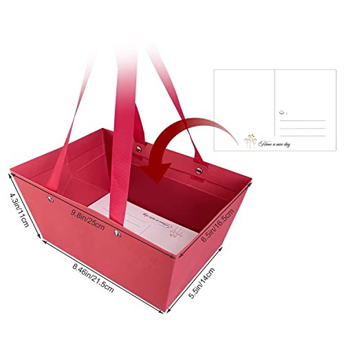 Baskets For Gifts Empty, 5 PCS Red Gift Bags With Handles DIY Kit, Gift Basket Empty To Fill Bulk For Party Favors Wedding Birthday Christmas Valentines Holiday Thank You