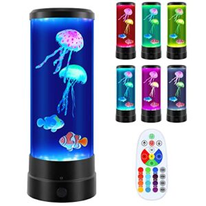 jellyfish lamp,led 16 color changing aquarium light with remote control,usb power jellyfish night light for kids adults,desk lamp for office desktop room decor,mood light for birthdays christmas gifts