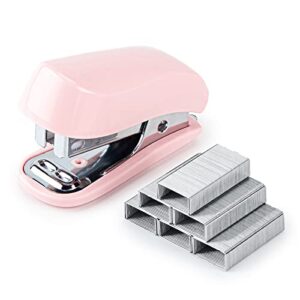 ezwork stapler, 20-50 sheets capacity with staples and staple remover set, desk stapler office staplers (pink, 20 sheet)