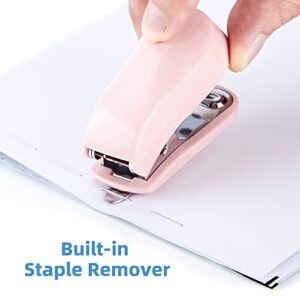 EZWORK Stapler, 20-50 Sheets Capacity with Staples and Staple Remover Set, Desk Stapler Office Staplers (Pink, 20 Sheet)