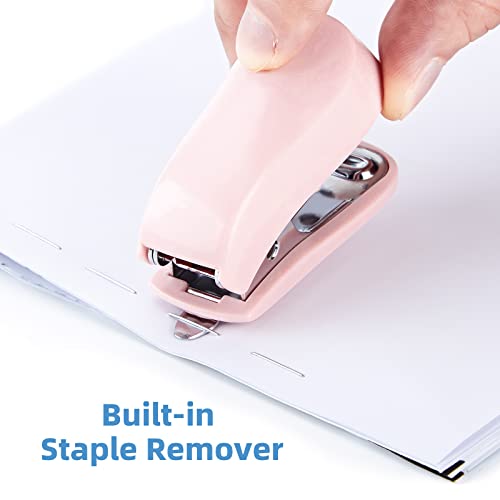 EZWORK Stapler, 20-50 Sheets Capacity with Staples and Staple Remover Set, Desk Stapler Office Staplers (Pink, 20 Sheet)