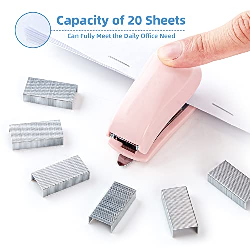 EZWORK Stapler, 20-50 Sheets Capacity with Staples and Staple Remover Set, Desk Stapler Office Staplers (Pink, 20 Sheet)