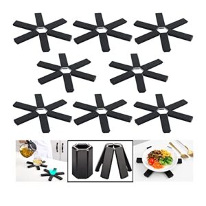 8 pack creative folding heat insulation pad for kitchen - folding insulated pad for hot pots - foldable trivet mats - non slip placemat coaster - kitchen gadgets accessories