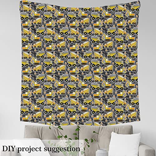 Yellow Excavator Waterproof Fabric by The Yard Tractor Crane Construction Vehicle Decor Fabric for Upholstery and Home DIY Projects Vintage Graffiti Brick Pattern Outdoor Upholstery Fabric,1 Yard
