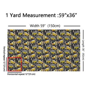 Yellow Excavator Waterproof Fabric by The Yard Tractor Crane Construction Vehicle Decor Fabric for Upholstery and Home DIY Projects Vintage Graffiti Brick Pattern Outdoor Upholstery Fabric,1 Yard