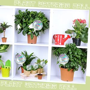 Eaasty 6 Pieces Iridescent Plant Watering Globes Colorful Glass Self Watering Globes Iridescent Pearl Plant Watering Bulbs Spike Automatic Plant Waterer for Indoor Outdoor Home Garden (Round)