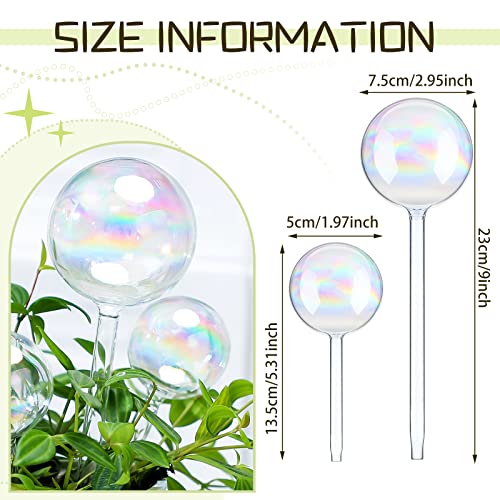 Eaasty 6 Pieces Iridescent Plant Watering Globes Colorful Glass Self Watering Globes Iridescent Pearl Plant Watering Bulbs Spike Automatic Plant Waterer for Indoor Outdoor Home Garden (Round)