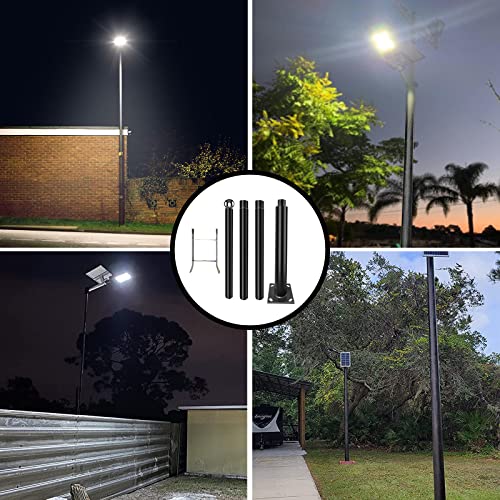 HYPERAZA Solar Street Light Pole 13.12ft Garden Light Pole Outdoor Heavy Metal Light Pole Field Light Pole Ranch Light Pole for Hanging Solar Heavy Duty Street Light with Ground Cage and Mounting Kit