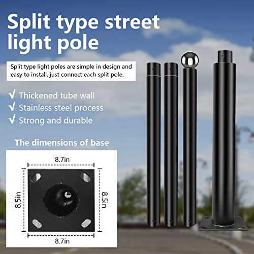 HYPERAZA Solar Street Light Pole 13.12ft Garden Light Pole Outdoor Heavy Metal Light Pole Field Light Pole Ranch Light Pole for Hanging Solar Heavy Duty Street Light with Ground Cage and Mounting Kit