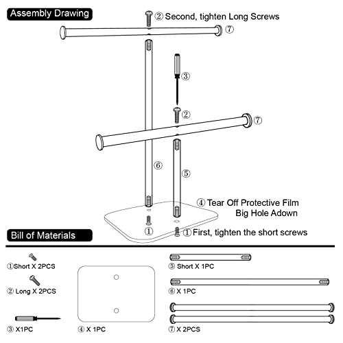 lengnoyp Premium Jewelry Stand , Solid Clear 2-Tier Acrylic Jewelry Organizer Stand & Bracelet holder Stand for Necklace Display, Ring & Watch Display