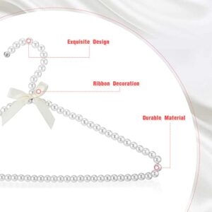 12 Pieces Pearl Beaded Clothes Hanger Mini Small Pearl Clothes Hangers Pearl Beads Metal Elegant Clothes Hangers with Ribbon Standard Hangers for Kids Baby Children Pet Cat Dog Clothes (White)